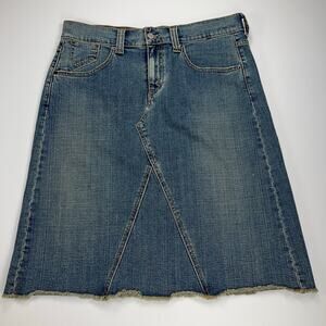 Levi's Almost Vintage Deconstructed Denim A-Line Skirt Five Pocket Size 14